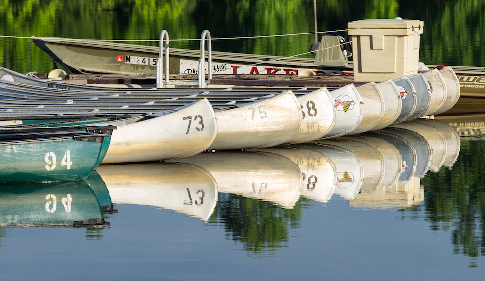 Canoes in water at Black Hill Regional Park