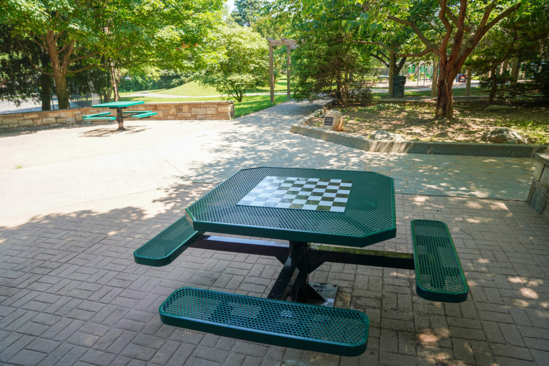 chess board picnic table general getty park