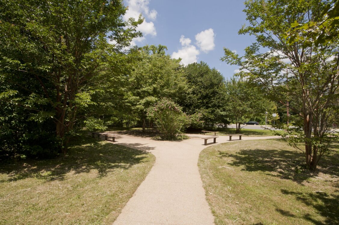 Pathway with Benches at East Silver Spring Urban Park