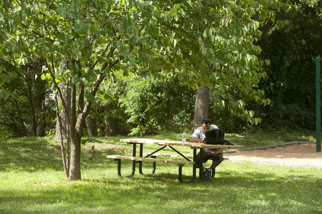 park bench at Fairview Road Urban Park