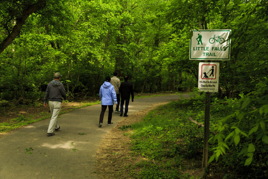 People Walking on Little Falls Stream Valley Park