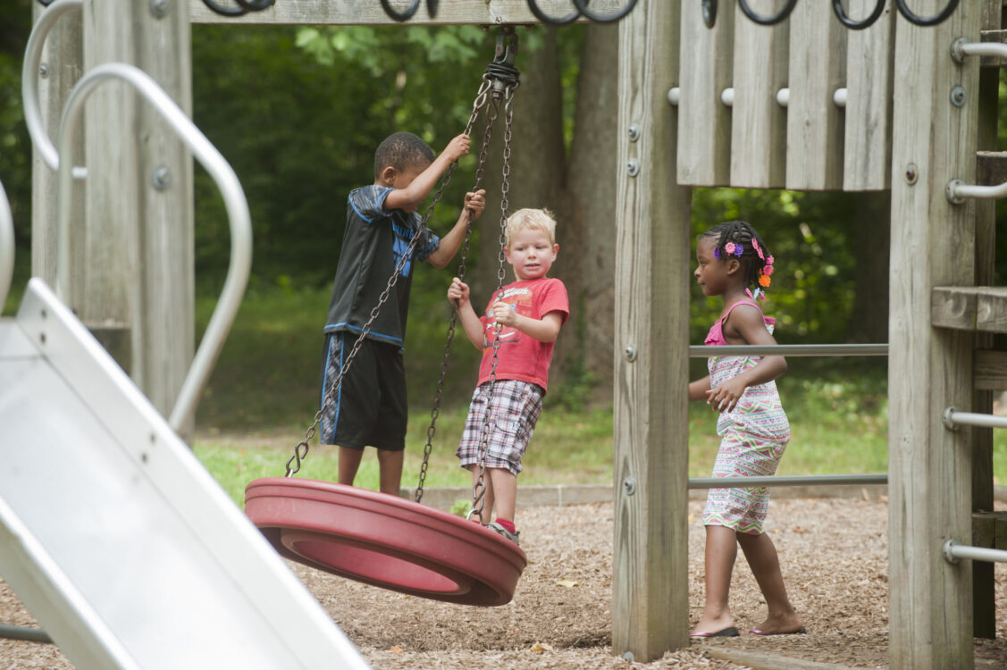 Children on tire swing at Sligo Bennington Park