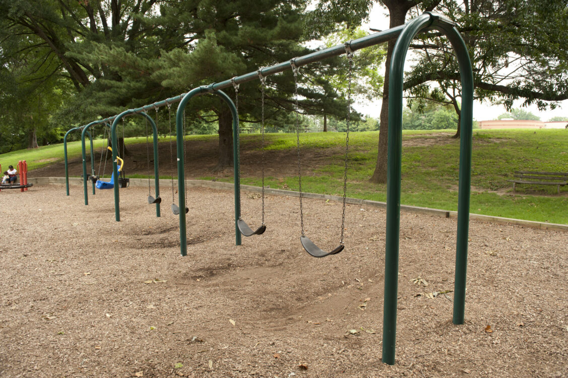 Swing set at Woodacres Local Park