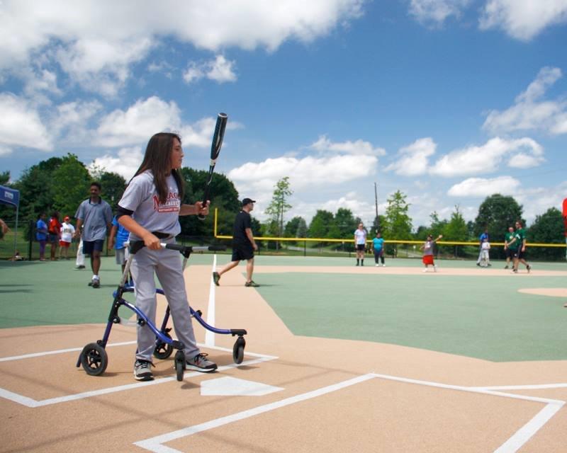 Child Playing Baseball at Washington Nationals Miracle Field