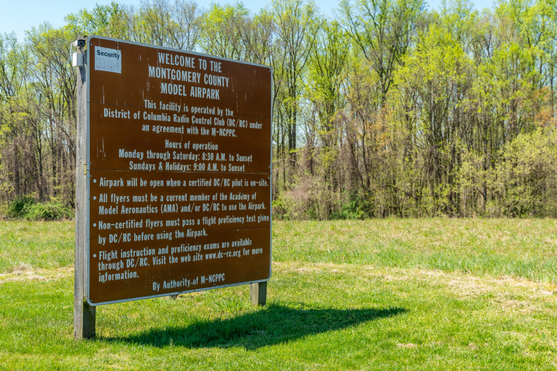 Model Airpark signage at Little Seneca Stream Valley Park