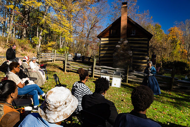 People in front of Oakley Cabin