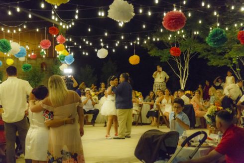 Wedding at Night on Terrace of Brookside Gardens