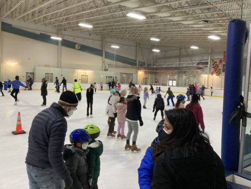 Group ice skating