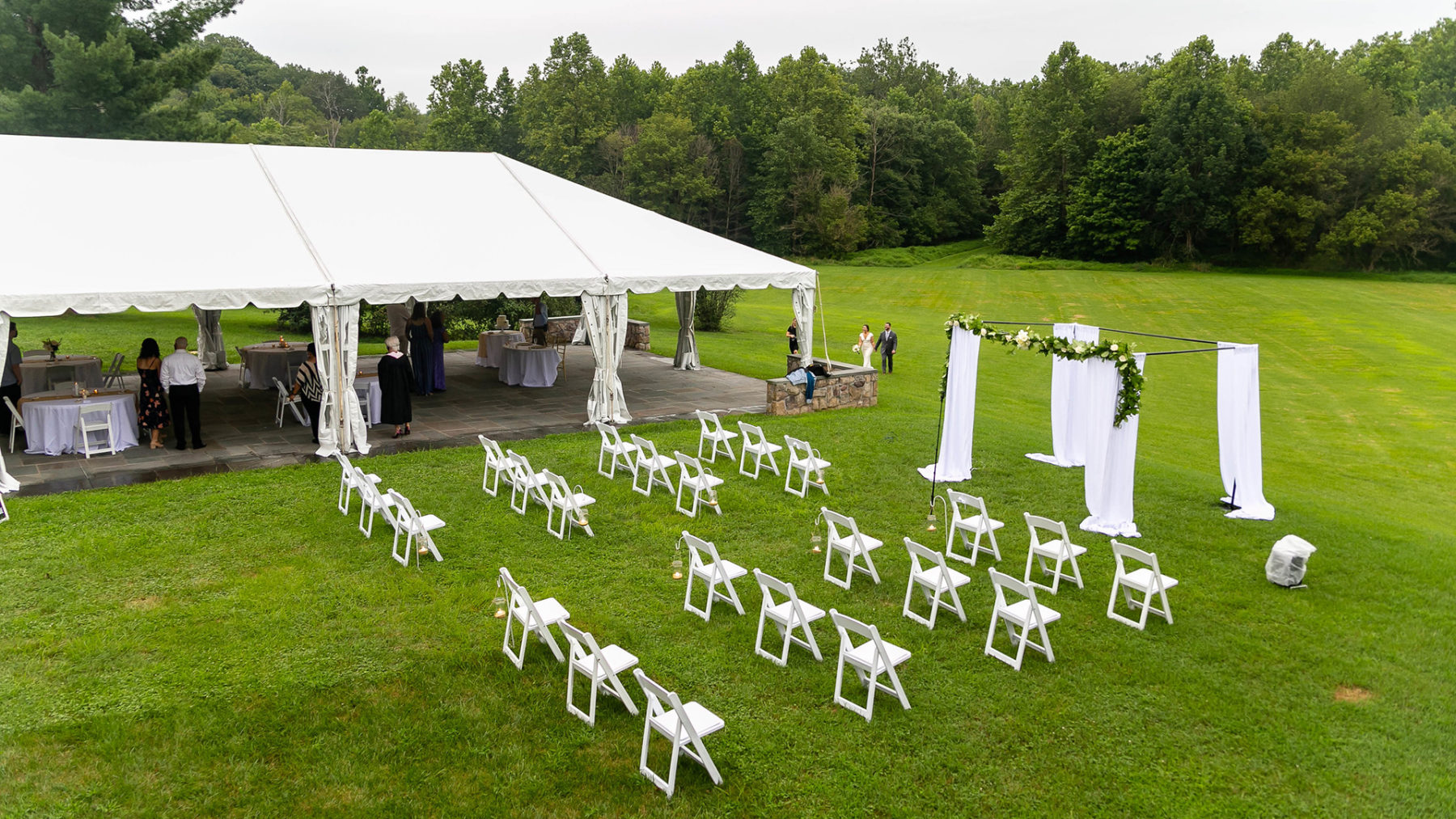 outside wedding setup