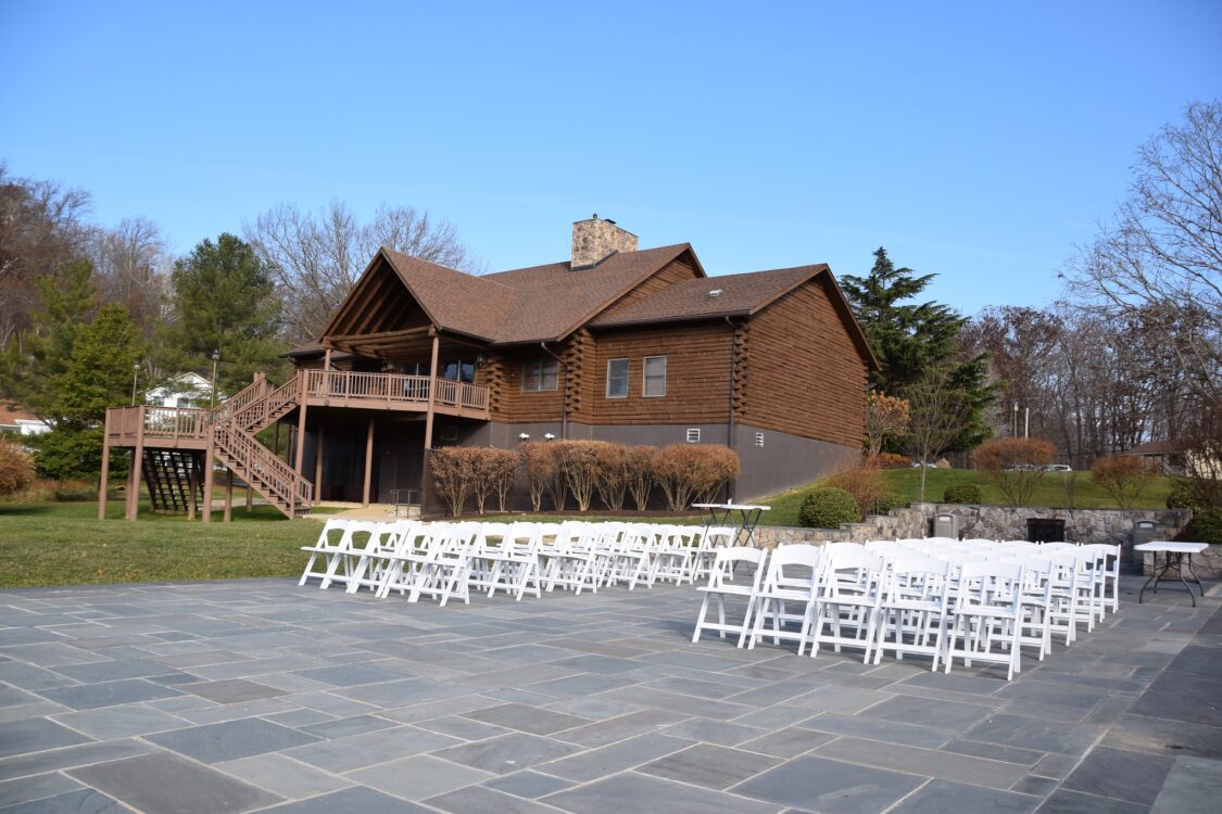 chair set up for outdoor wedding at seneca lodge