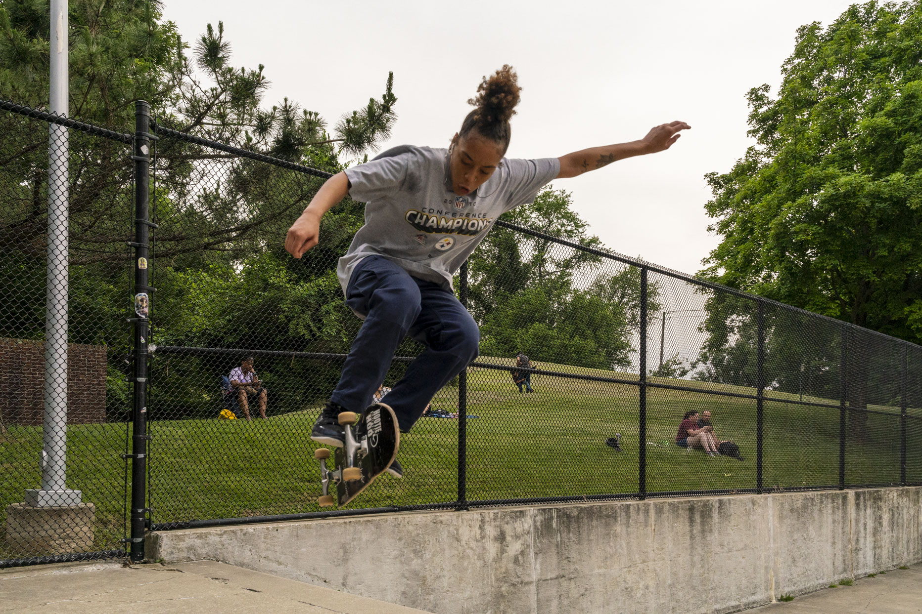 Skateboarder jumping in the air