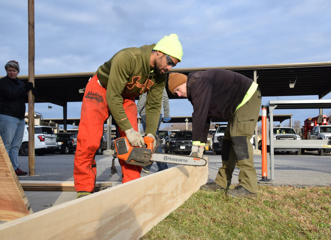 cutting wood for the urban wood sale