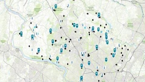 Map of significant African Americans places, Montgomery Planning's Historic Preservation Office, 2023