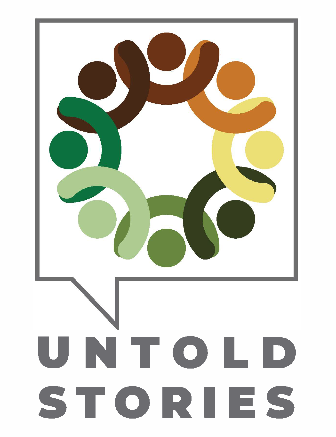 Untold Stories logo which shows a circle with the perimeter suggestive of people linking hands