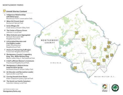 map showing places in Montgomery County md of untold stories.