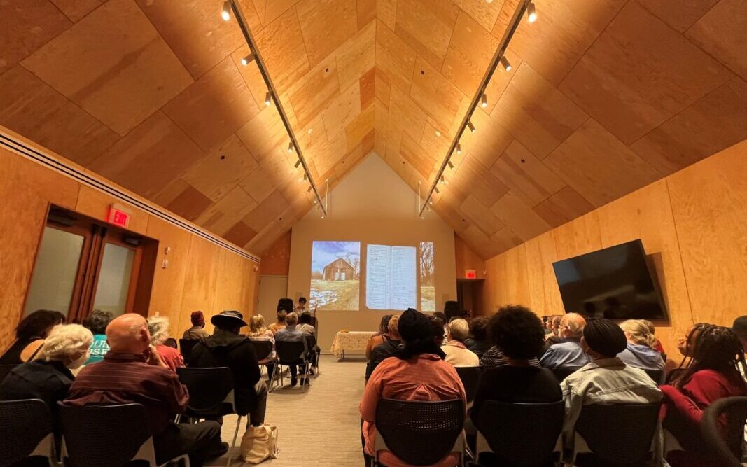 An audience listens to a speaker at the October 2023 Foodie Fridays event.