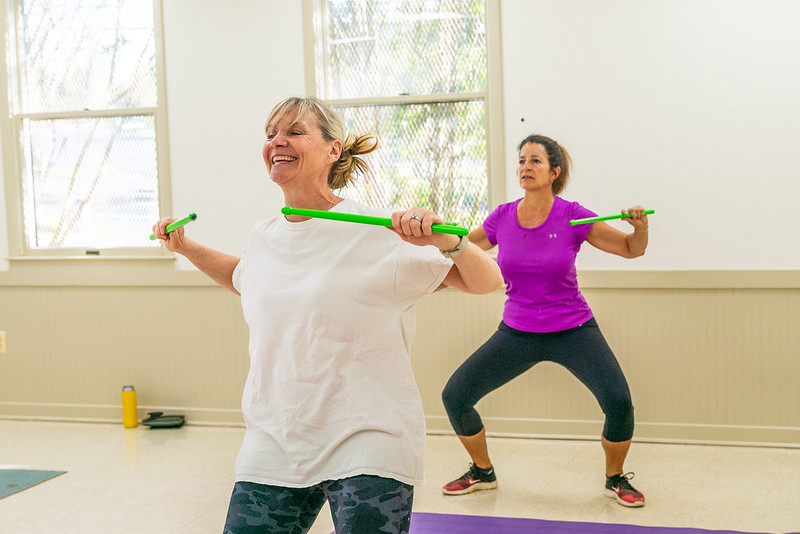 close up of class member enjoying pound fitness