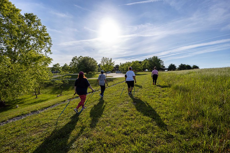 nordic walking class members at ovid hazen wells