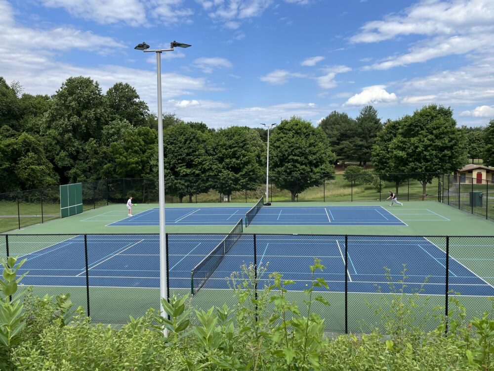 Tennis court with pickleball overlay at Damascus Recreational Park